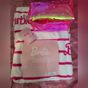 Barbie Bundle! Oversized throw and cosmetic bag! NWT!